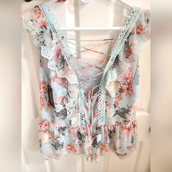 Ever New Melbourne Blue Foral Blouse, Size US12 - Picture 2 of 3